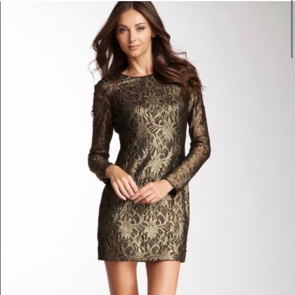 cynthia steffe Elegant black and Gold Lace Dress